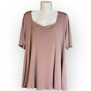 Torrid Studio Knit Sweetheart Top Taupe Sz 0 12 Large Babydoll Minimalist Clean